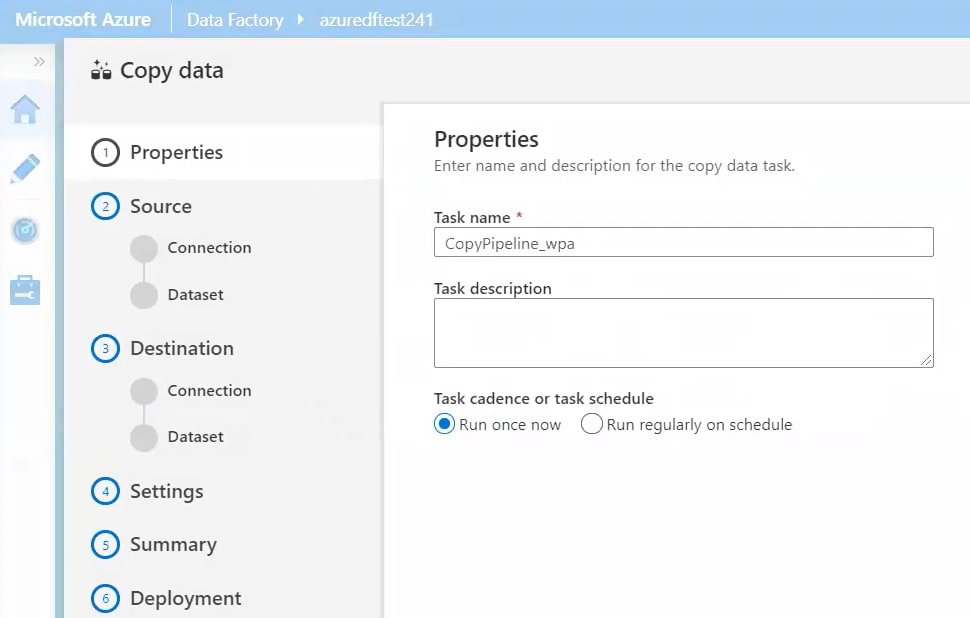 MySQL to Azure - Data Pipeline name